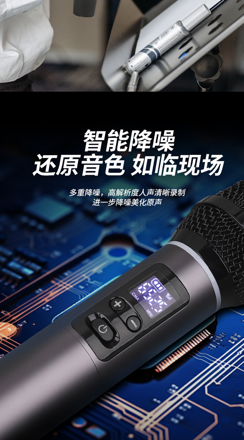 麦克风一拖二家用户外k歌演出话筒舞台无线详情8