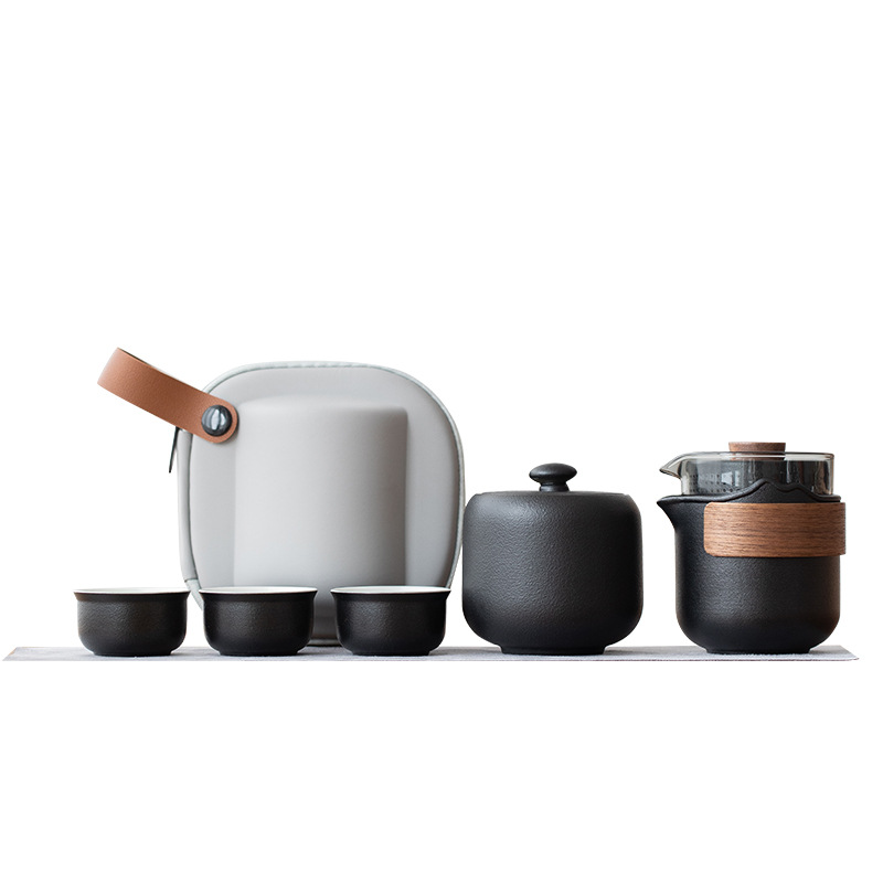 Travel tea set, Quick Guest cup, portable outdoor travel ceramic tea cup, one pot with three cups, festival souvenir Item Picture