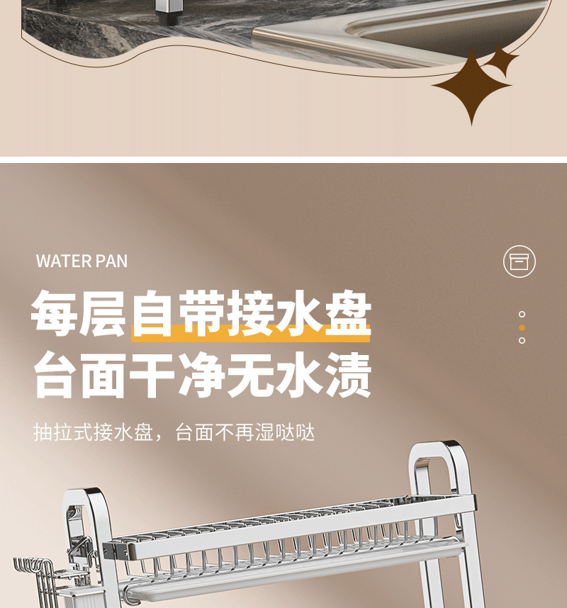 跨境碗碟沥水架多功能厨房置物架沥水碗架碗筷收纳架碗盘刀架碗柜详情13