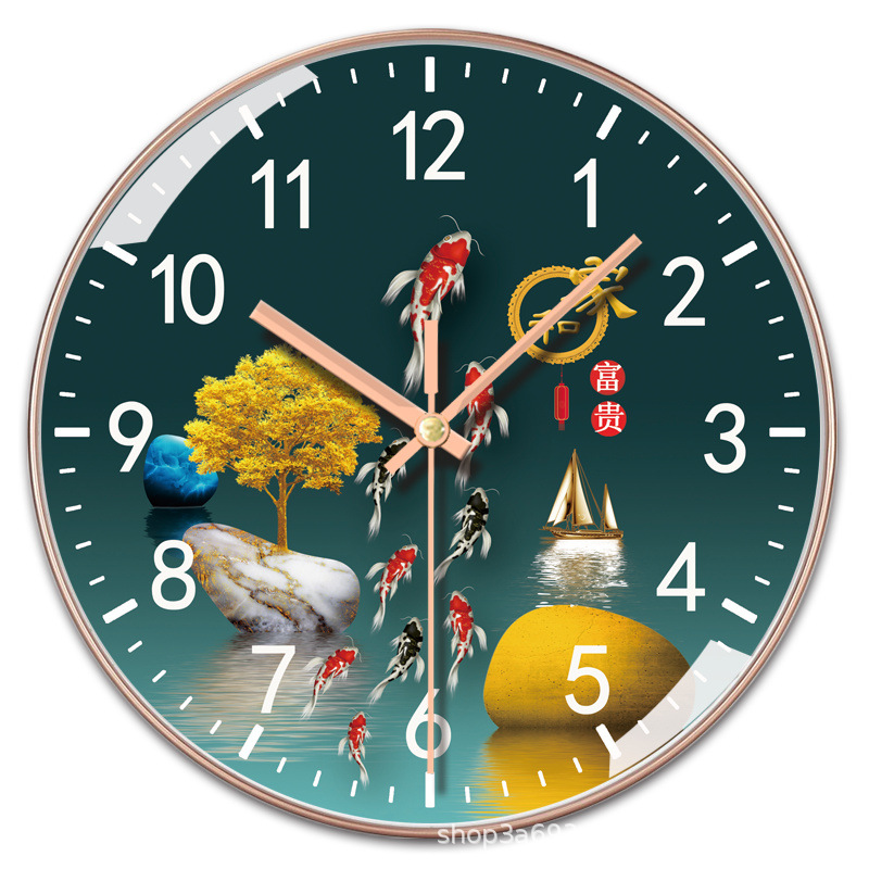 【12 inches 30 cm 】 Chinese-style wall clock, a light luxury silent clock, versatile quartz clock for home living rooms and bedrooms Specification image