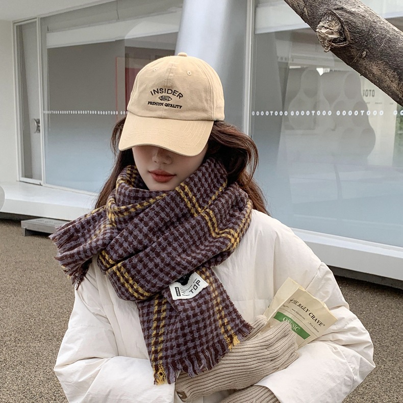 Autumn And Winter Clash Thousand Birds Chequered Scarf Soft And Comfortable Warm Lovers Neck Retro Long Cape Men And Women Specification drawing