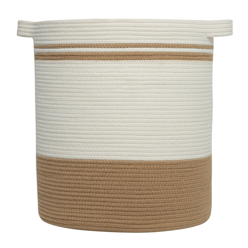 Home Dormitory Large Laundry Basket Hand-Made Storage Basket Basket Cotton Rope Woven Laundry Basket Toy Storage Basket Item Picture