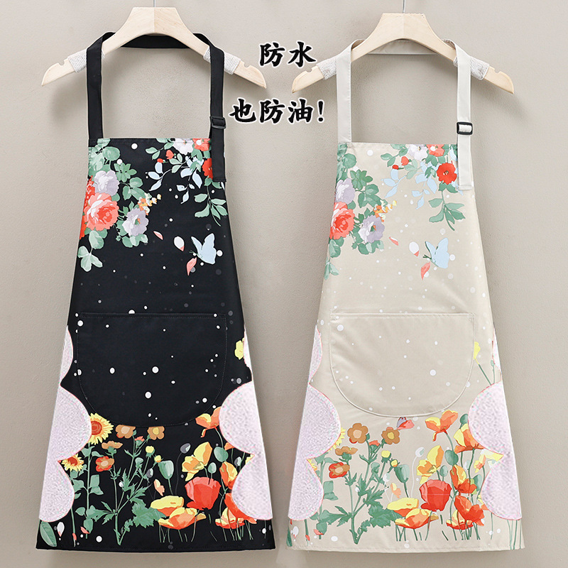 围裙家用可擦手围腰防水防油厨房餐厅做饭成人可爱耐脏洋气工作服