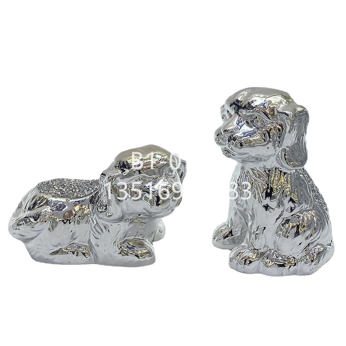 Modern light luxury electroplated silver animal ornaments, ceramic peacock handicrafts, decorative items, living room entrance hall vases Item Picture
