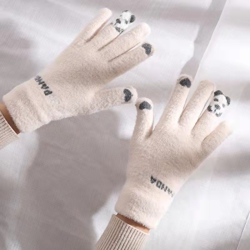 冬季女式针织触屏手套可爱韩版厂家现货批发冬季户外骑行毛线手套详情图3