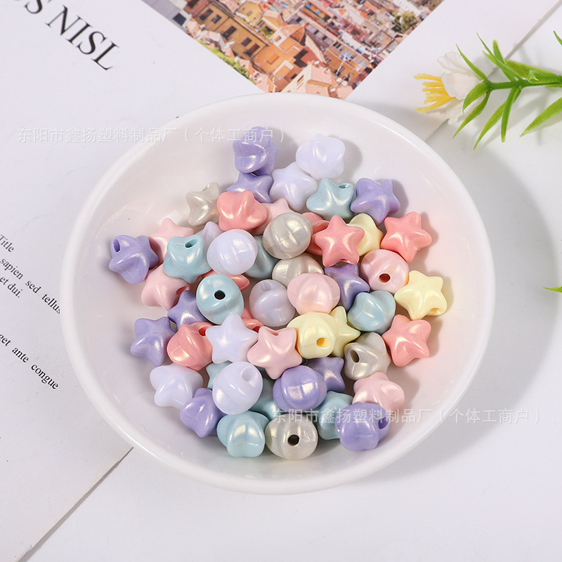 10mm pentagrama perlas sueltas oro rosa fantasmagórico mermaid crema macarons DIY accesorios pulsera collares materiales details Picture