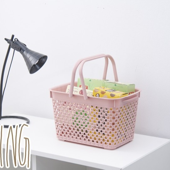 6.8L plastic storage frame, organizing frame, storage basket, bath basket, imitation hollowed-out rattan hand-held basket full figure