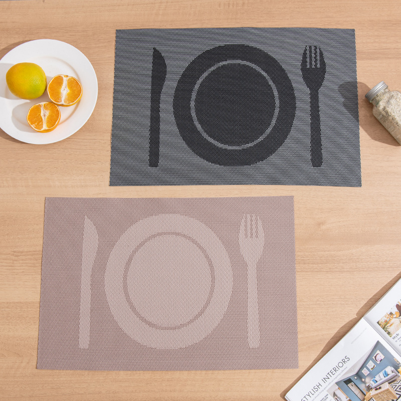 Creative European-Style Pvc Dinner Plate, Knife And Fork Mat, Patterned Waterproof And Heat-Insulating Mat, Western Tableware, Square Anti-Slip Dining Table Mat details Picture