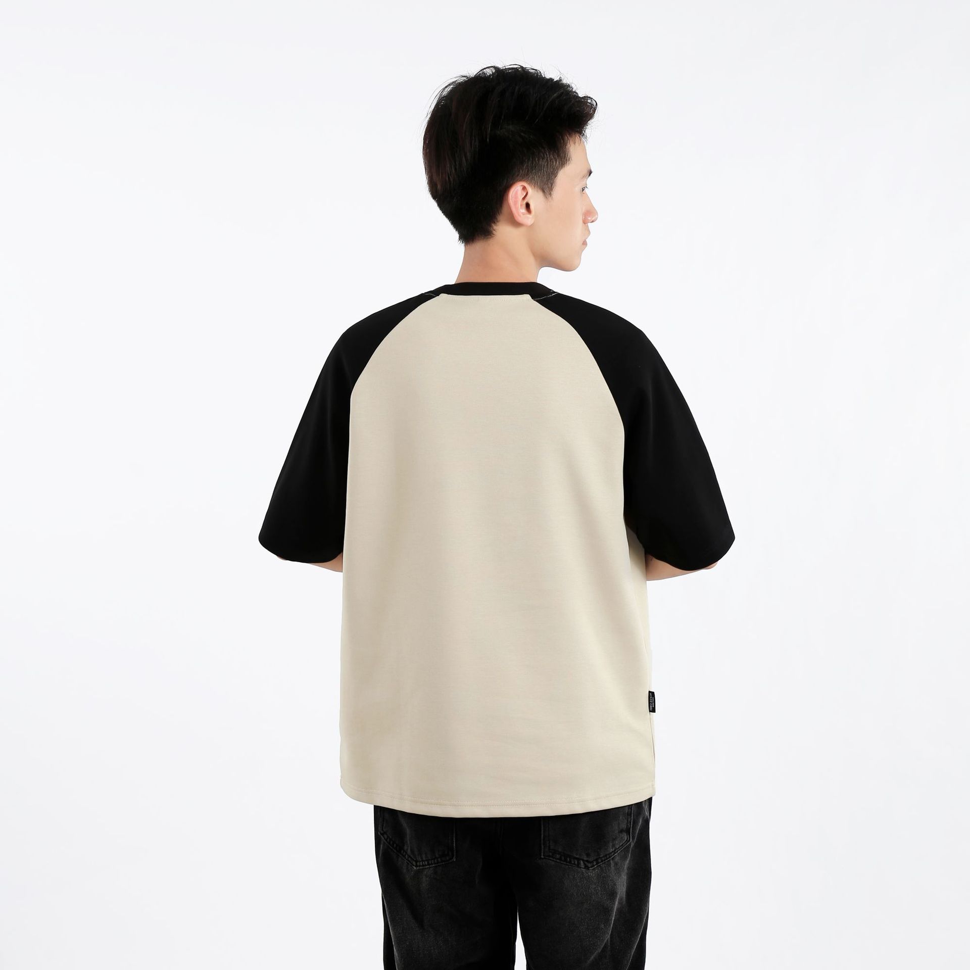 American blockbuster color-blocking shoulder sleeve T-shirt, short-sleeved men's summer loose and casual round-neck printed T-shirt, half-sleeved trend Item Picture