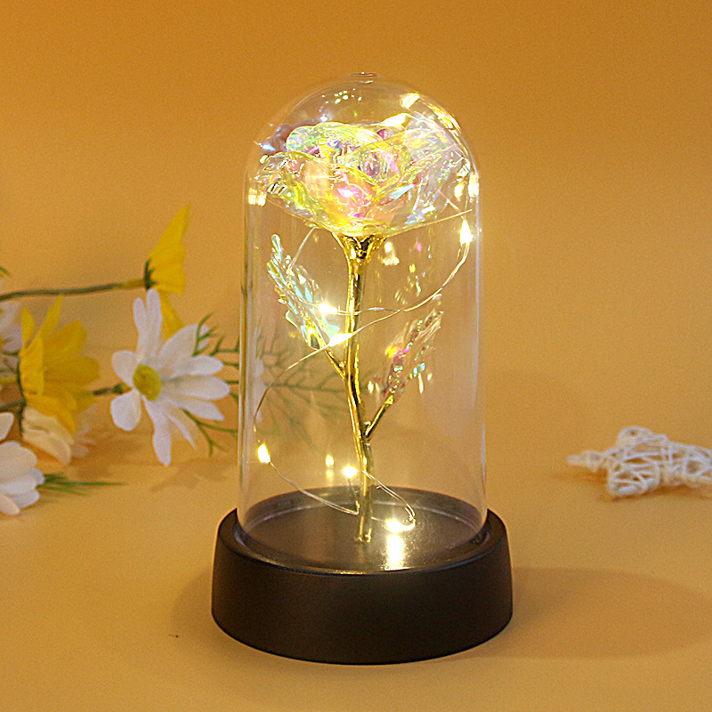 厂家直销情人节创意小礼物透明发光玻璃塑料罩小夜灯摆件批发外贸