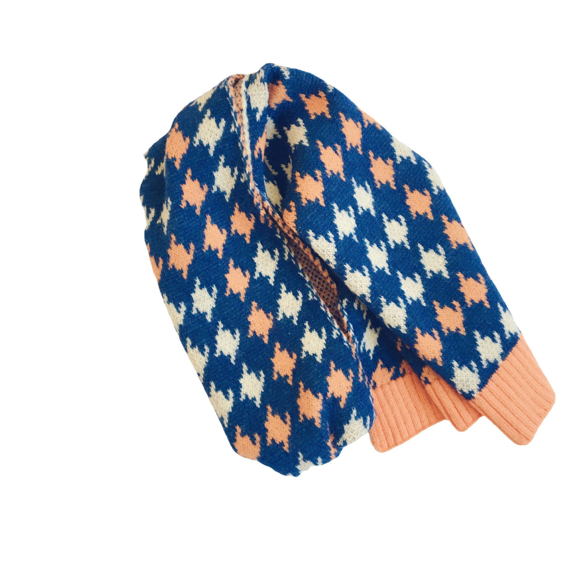South Korea's New Autumn And Winter Combination Color Thousand Bird Lattice Children's Scarf With All The Fashionable Men And Girls Knitted Wool Warm Neck Item Picture