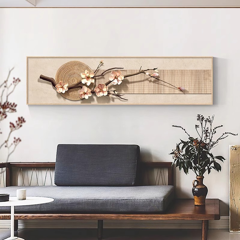 新中式国风玉兰主人房卧室装饰画 高档大气酒店床头墙壁挂画 现代横幅墙饰艺术品详情3