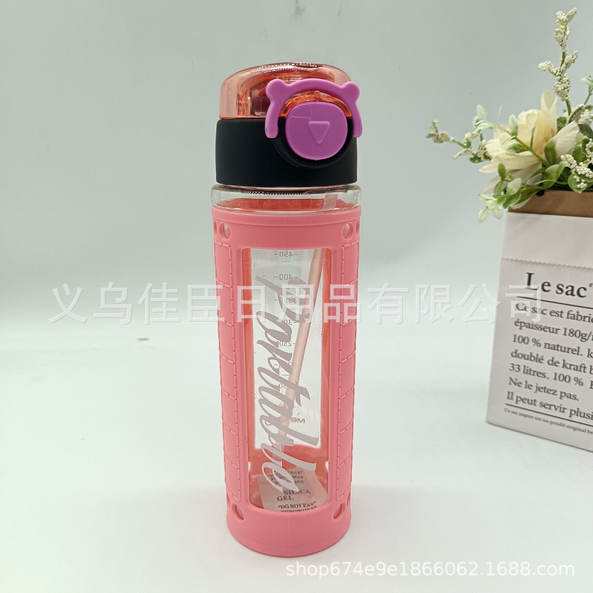 Portable space cup, bouncing lid, anti-drop water bottle, student and office worker drinking cup, wholesale for foreign trade, sports water bottle Specification drawing