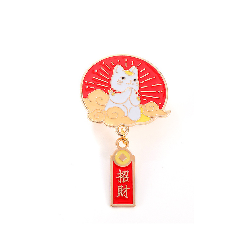 Factory Direct Sales Personality Chinese Wind, Good Luck, Peace And Fortune Blessing Blessing Language Alloy Jewelry Brand Brooch Pendant Item Picture
