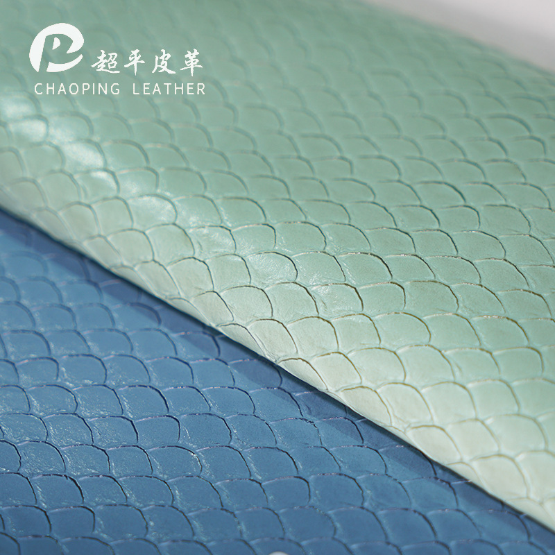 Leather wholesale multi-color fish-scale fan-patterned embossed pu leather, new European standard eco-friendly belt, bag and luggage decorative fabric Application Scenario
