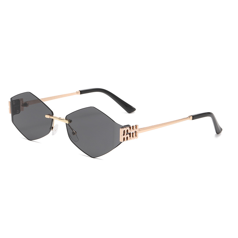 New cross-border fashion polygonal frameless trimmed sunglasses, European and American metal decorative sunshade sunglasses 90253 Item Picture
