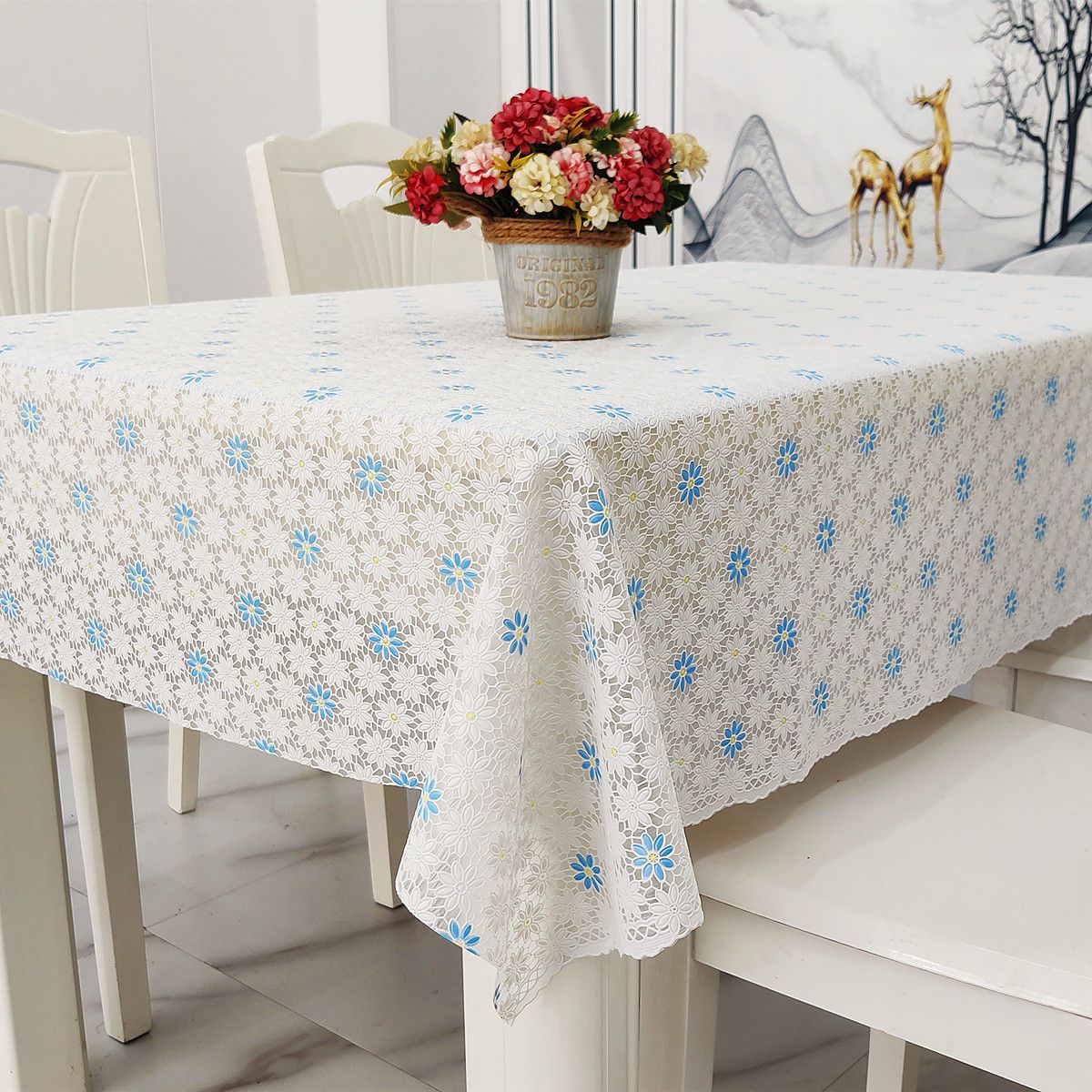 . Pvc Tablecloth Waterproof, Anti-Hot, Anti-Oil, No-Wash Table Mat Rectangular Plastic Glue Coffee Table Mat Living Room Table Cloth Home details Picture