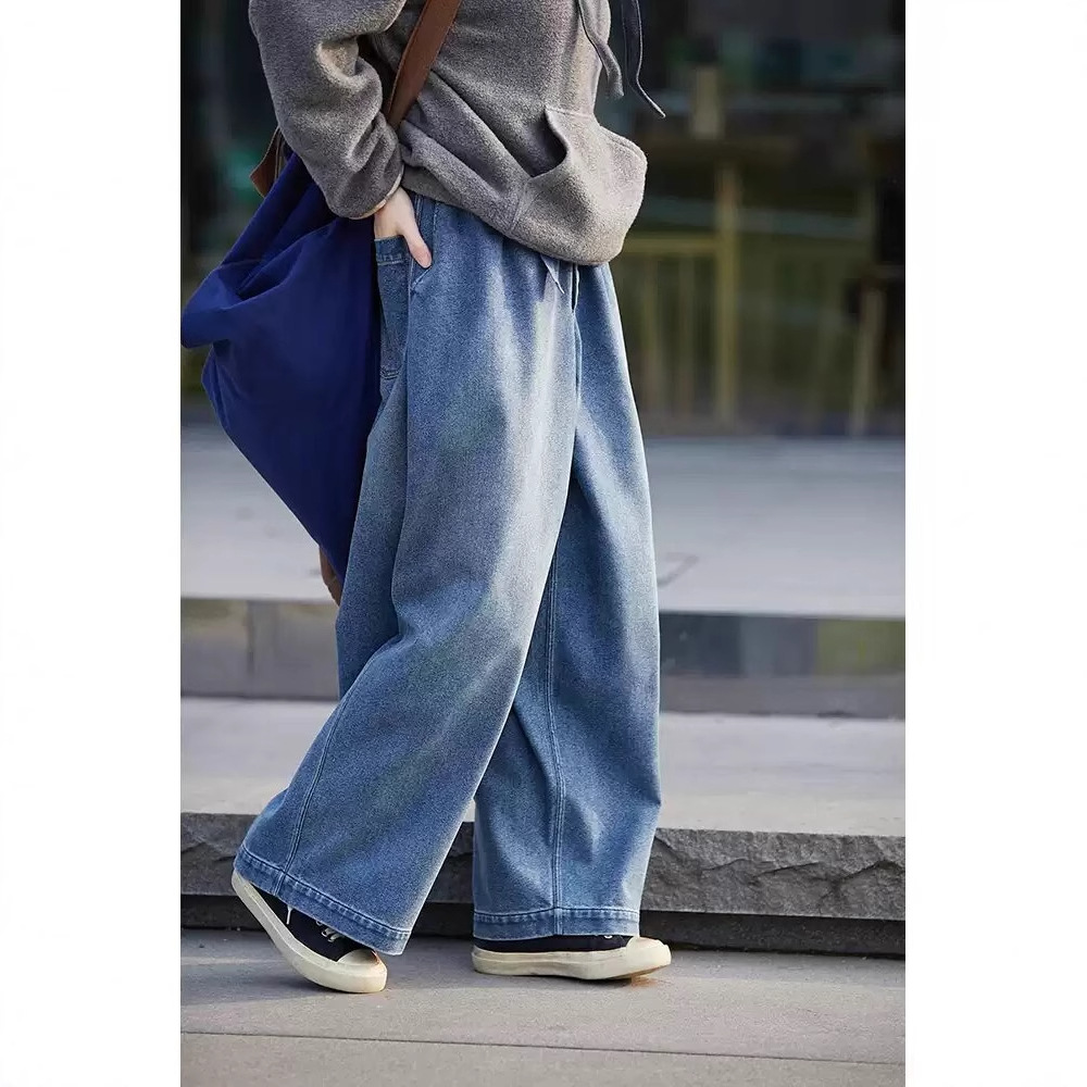 Spring and Autumn 2025 vintage blue, artistic, niche, tight-waisted traditional washed and brushed casual jeans for teenagers Specification image