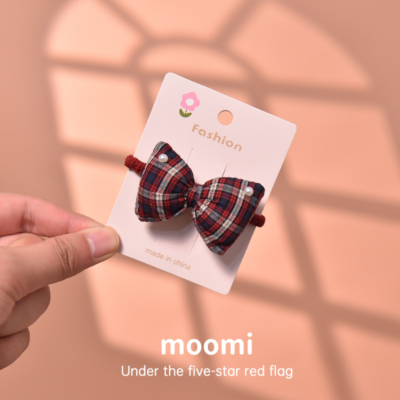 复古格子蝴蝶结一字夹侧边夹女童国潮发饰大发圈小学生头饰品批发详情14