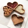 Candy solid wood trays, stackable dried fruit boxes, nut trays, creative walnut wood trays, heart-shaped candy boxes, solid wood details Picture
