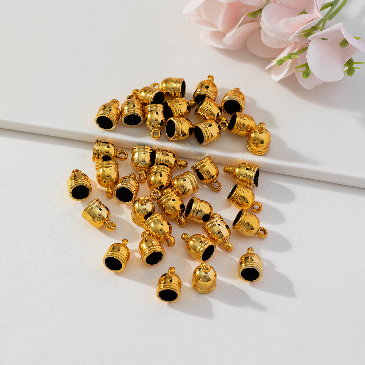 Plastic Uv Electroplated Tassel Cap Cap Semi-Beaded Cap Handmade Diy Accessories Bell Cap 8230 details Picture