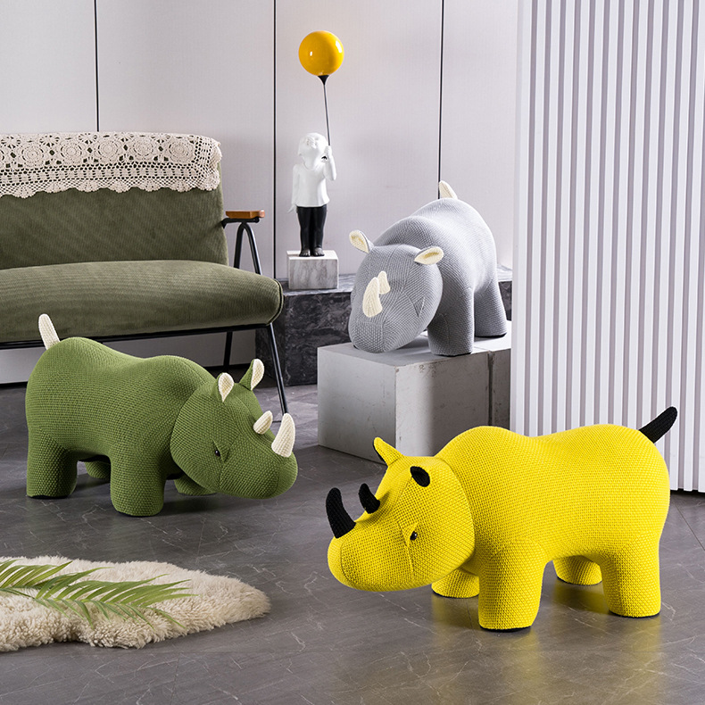 Source factory rhino stool Creative animal stool light luxury living room decoration sofa housewarming gift children's net red stool full figure