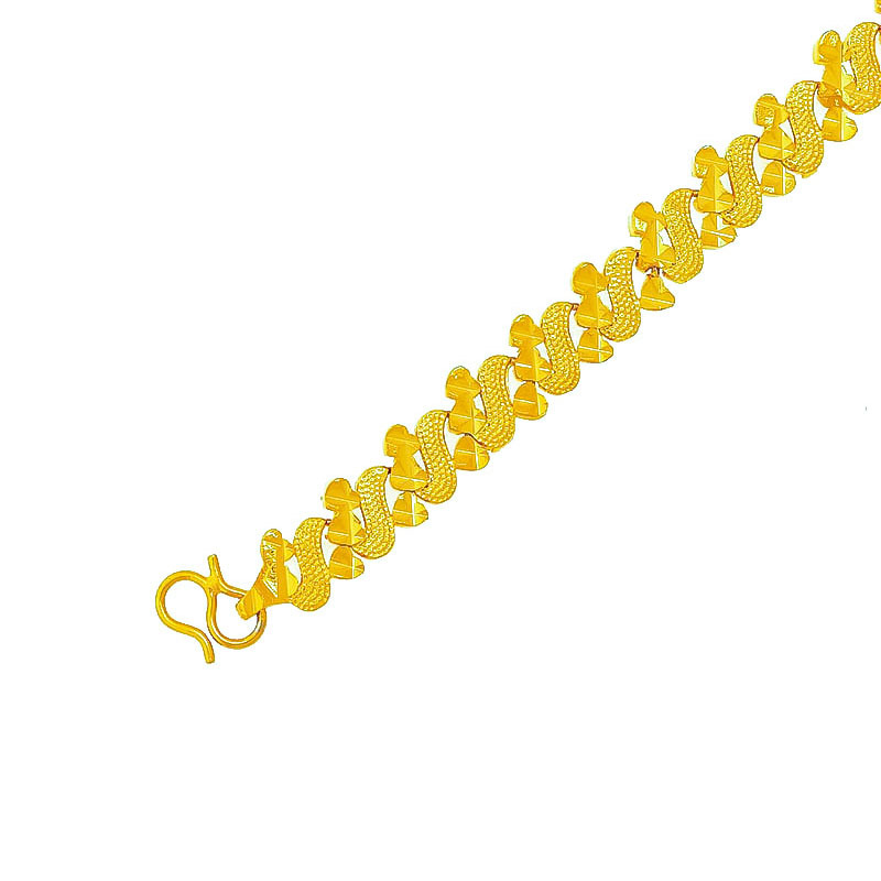 Chuangmei Jewelry's frosted car flower heart-shaped bracelet is a rare and retro style heart-shaped copper gold-plated jewelry for girls. Wholesale Specification image