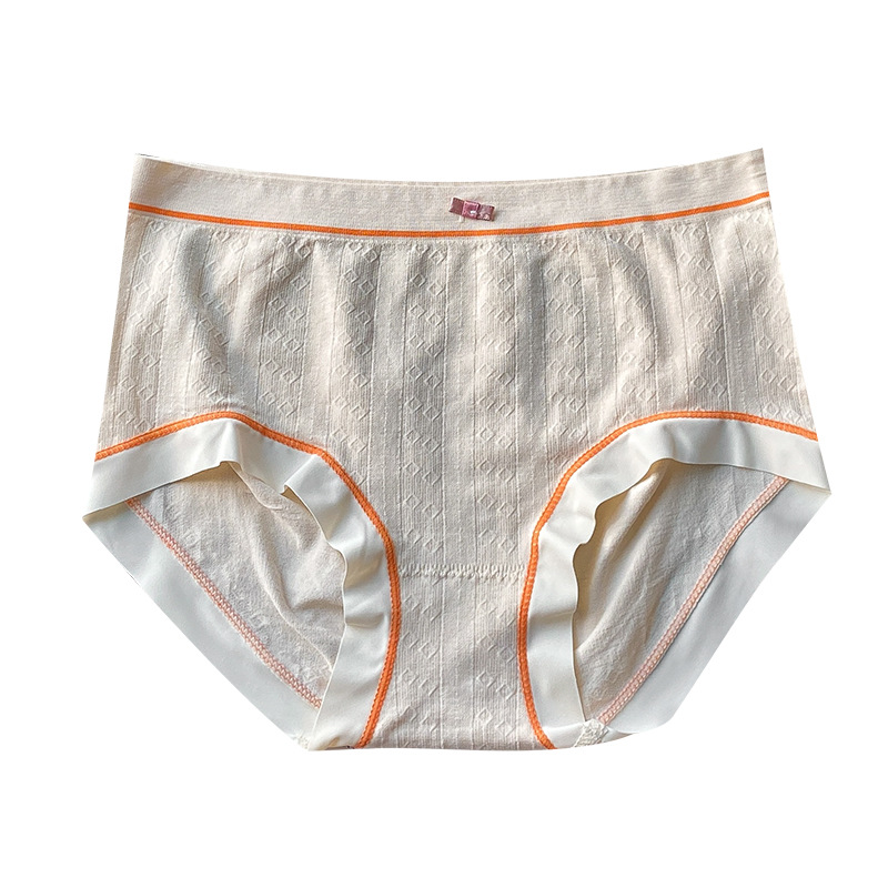 [8 Boxed] Seamless Underwear Women's Mid-Waist High Elastic Lift Hip Breathable Silk Crotch Jacquard Girl Briefs Item Picture