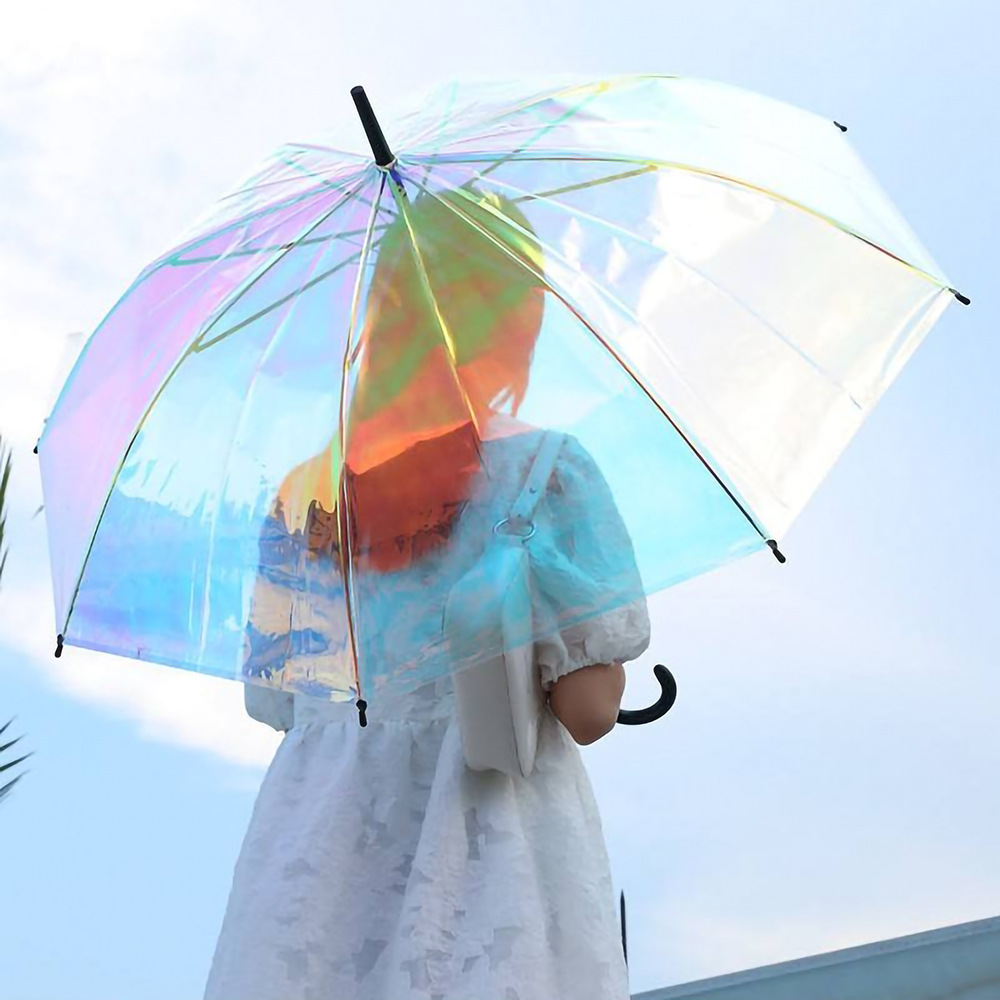 RST Laser Laser umbrella European fashion creative dazzling transparent umbrella color-changing long handle clear umbrella can be printed LOGO