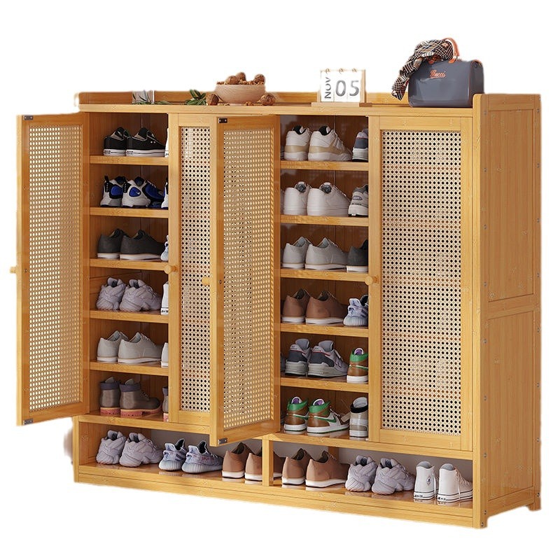 Shoe cabinet at the door, bamboo and wood dust-proof, outdoor shoe rack, entrance door, shoe storage, balcony, ins-style niche furniture for home use Item Picture