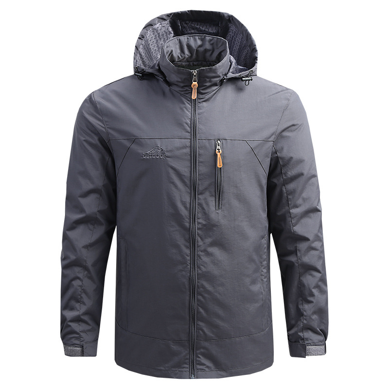 2020 Men's Spring and Autumn Thin Outdoor Jacket, Youth hooded loose large-sized casual windbreaker Specification image