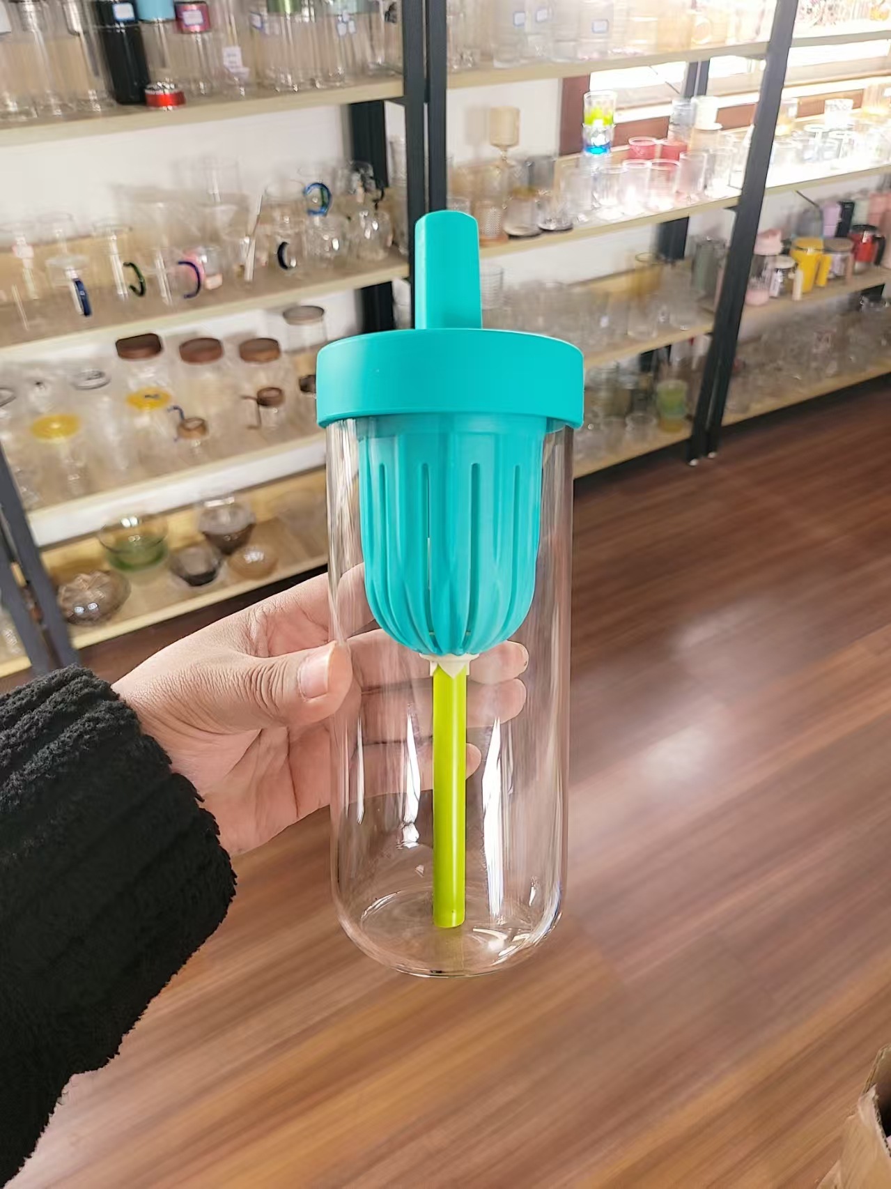 奶茶豆浆咖啡冷萃泡茶柠檬水羽衣甘蓝玻璃水杯便携高颜值定印LOGO详情4
