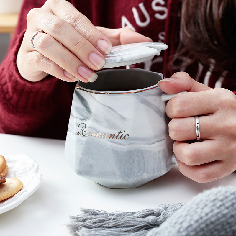 Marble Ceramic Cup High Appearance Level Mug Coffee Mug Gift Box Business Companion Gift Cup Can Print Logo details Picture