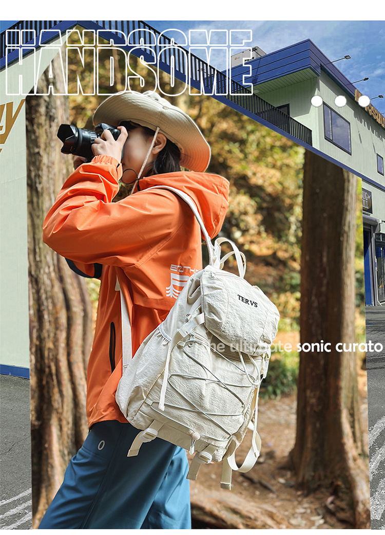 跨境双肩包男轻便登山包抽绳大容量户外旅行双肩包女大学生书包女详情1