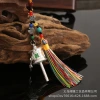 Creative hand-cranking prayer wheel color pendant package, six-character mantra, leng Yan mantra, five-color flowing mustache car pendant wholesale Specification image