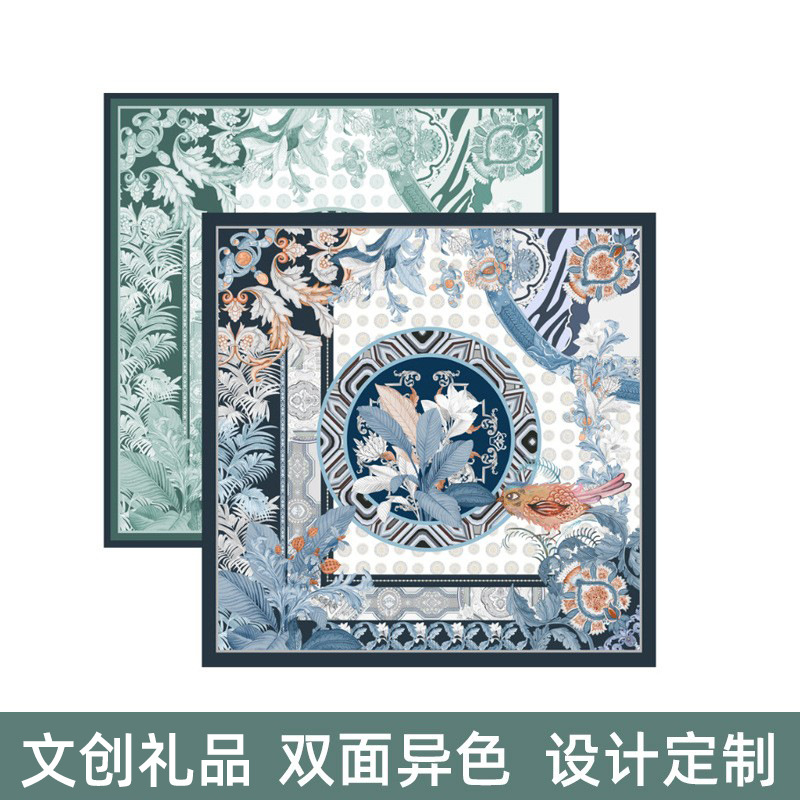 双面印花丝巾定制工厂真丝丝巾订制桑蚕丝围巾90国风大方巾领巾