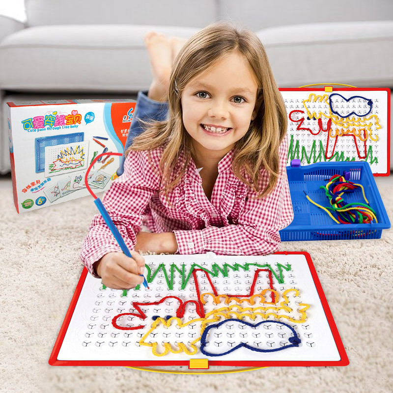 华隆穿线板早教宝宝玩具益智桌面游戏穿线积木开发智力儿童积木详情图1