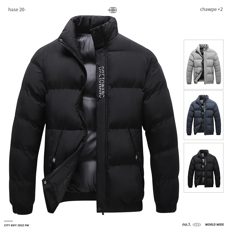 New trendy cotton-padded jacket for men in autumn and winter 2022, thickened and padded Korean-style slim-fit cotton-padded jacket, down cotton-padded jacket