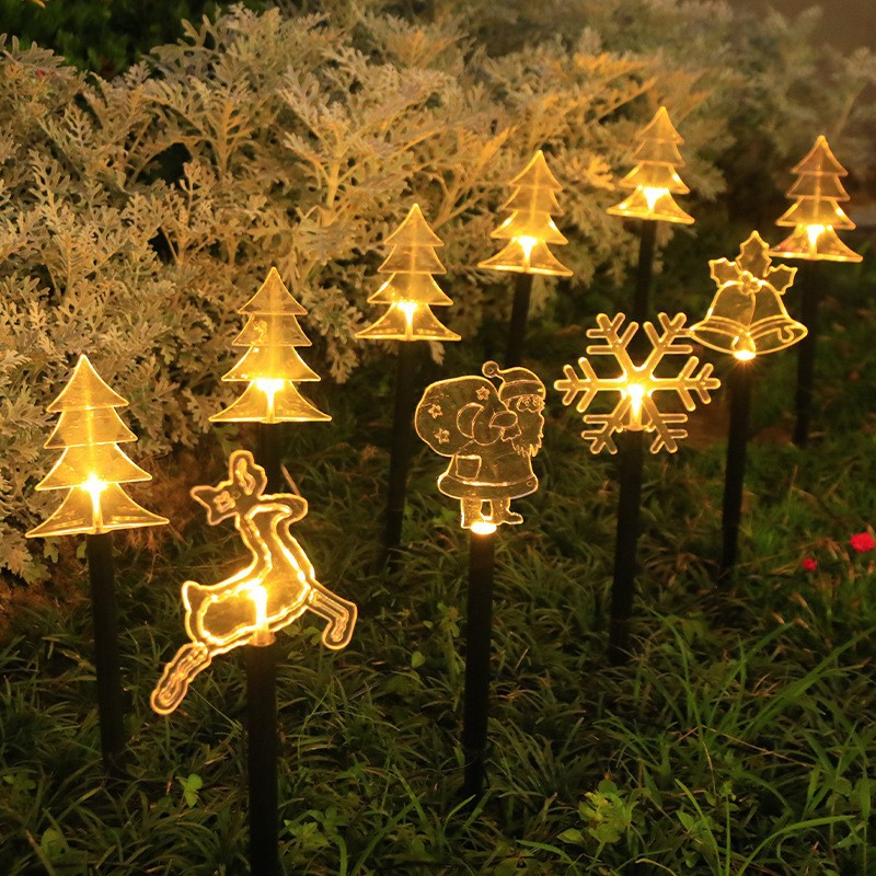 Solar-powered reindeer snowman ground insert light Christmas one-to-five lawn light outdoor courtyard Christmas decorative light