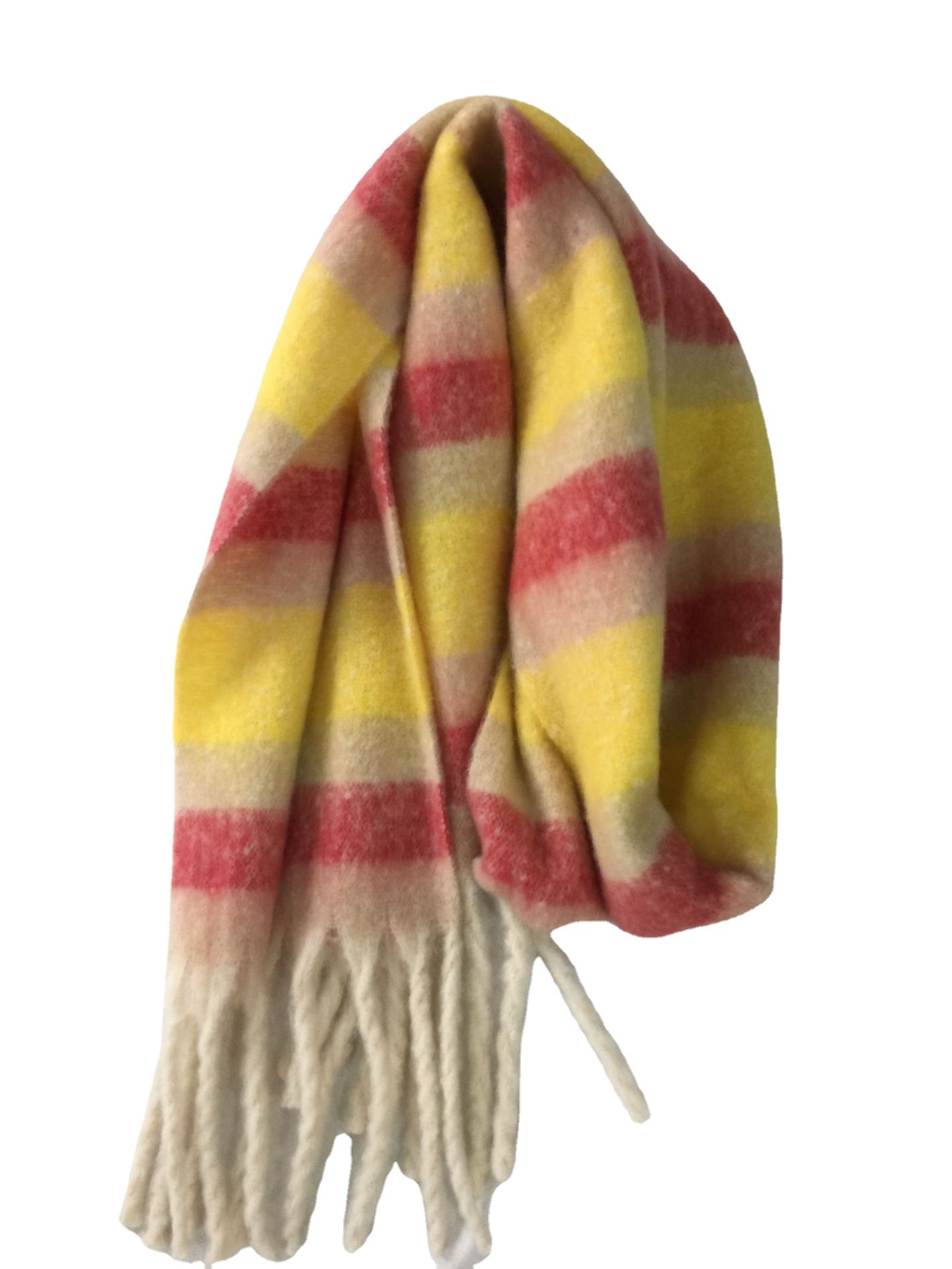 New Rainbow Plaid Scarf For Women Winter Klein Blue Thick Braid Color Plaid Warm And Thick Instagram Tide Cute Item Picture