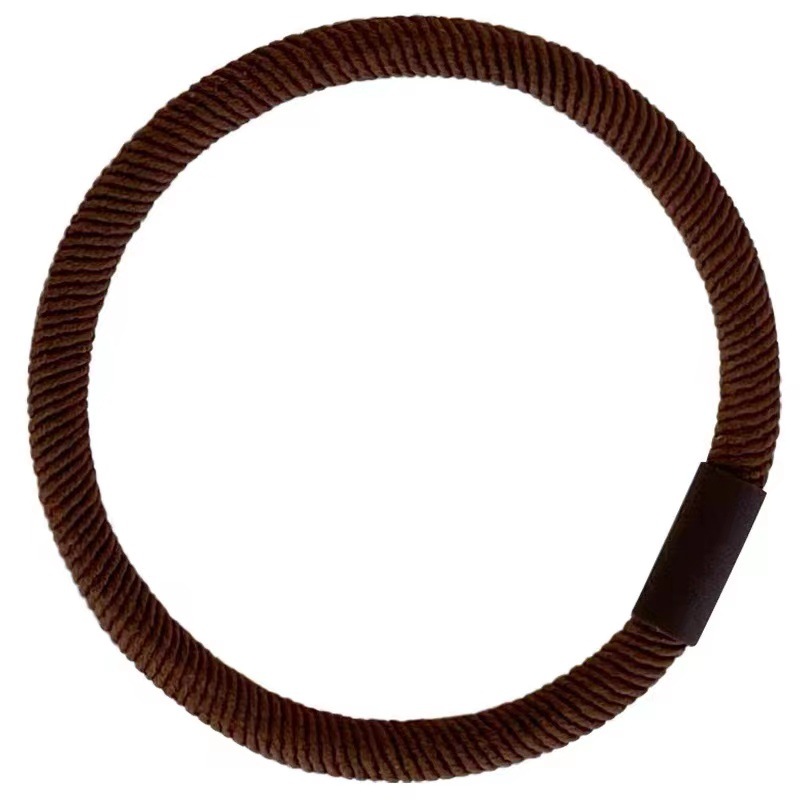 High-quality Korean version, basic and practical, brown earth tone twill hair tie, base hair band, plain hair band Item Picture