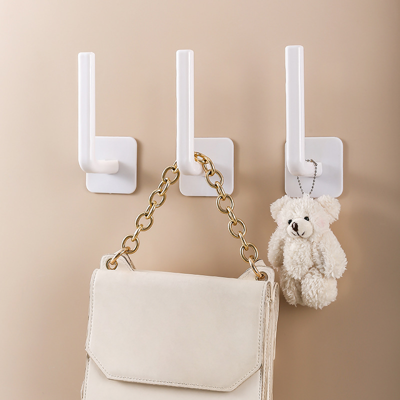 Multi-functional L-hook non-punch non-trace strong adhesive hook behind bathroom door coat hook Kitchen cutting board shelf