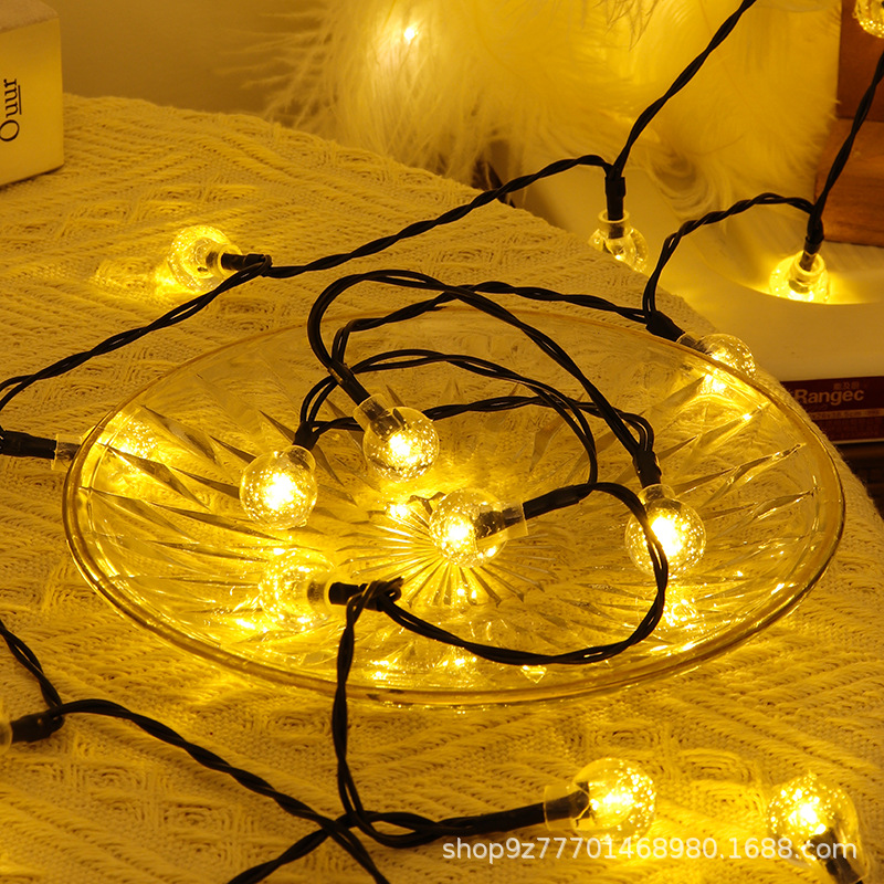 Solar air cannon ball lights, string of colored lights, LED light strings, romantic Internet celebrity decoration, bubble ball lights, camping decorative lights Specification image