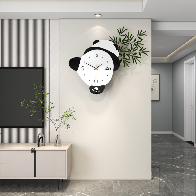 Panda Clock wall clock for the living room, high-end and creative silent dining room, wall-mounted cartoon, modern and simple clock Specification image