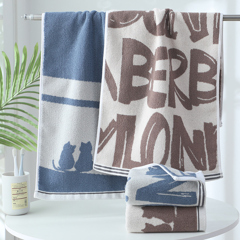 Double-Sided Pure Cotton Color Line Cotton Thick Towel Manufacturers Wholesale Direct Sales Soft Absorbent Face Towel A Hair