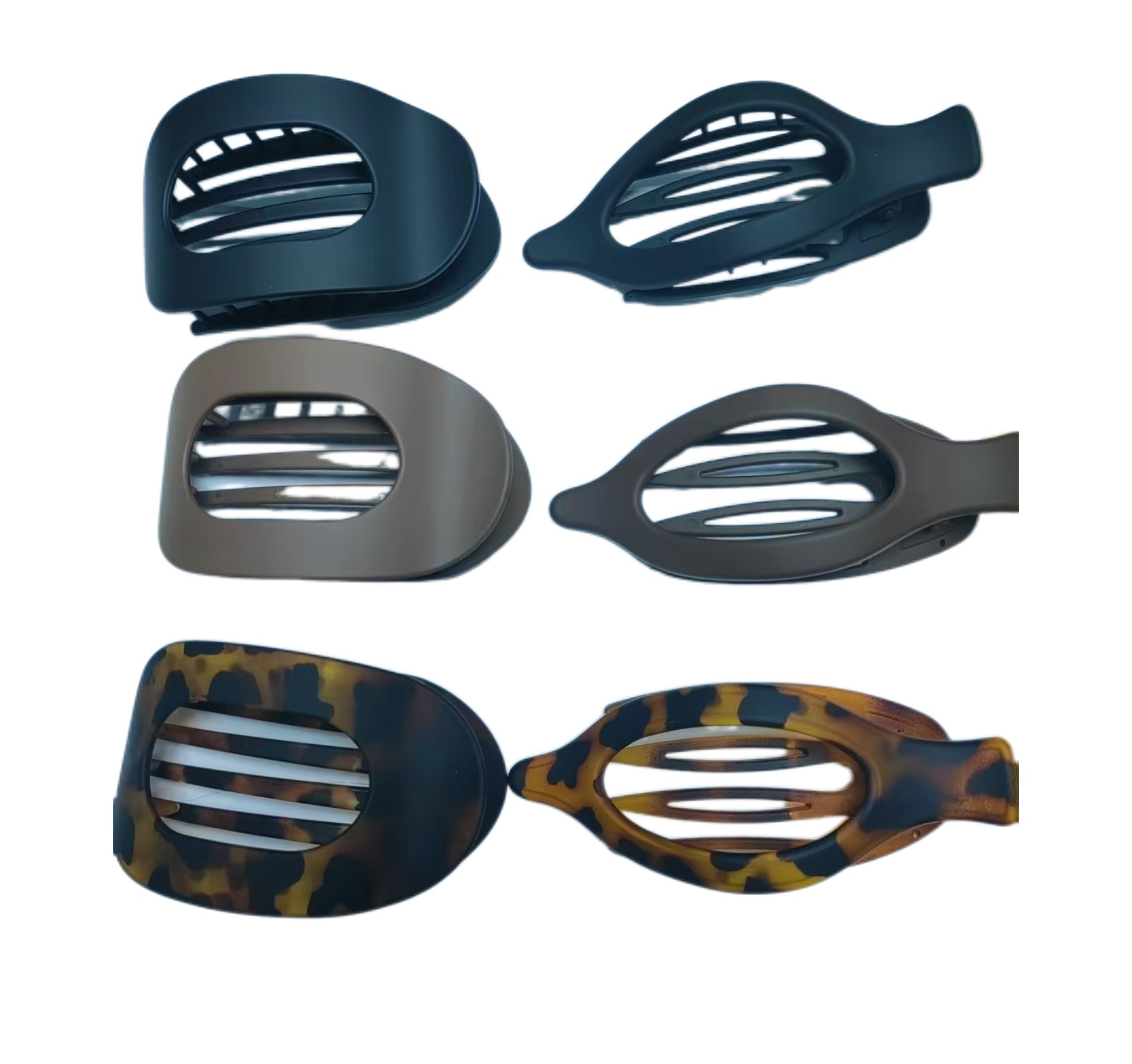 跨境新款扁平椭圆发夹后脑勺盘发抓夹弯曲弧形设计气质鲨鱼夹发饰详情19