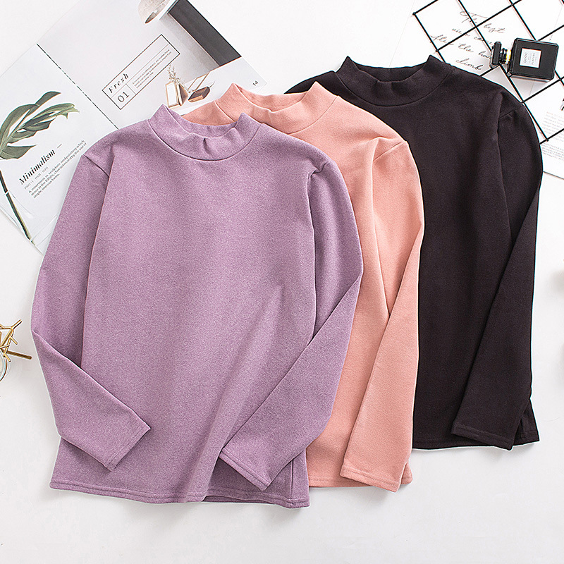 Cationic round neck mid-high neck fleece thermal underwear and thermal underwear set for women with fleece base details Picture