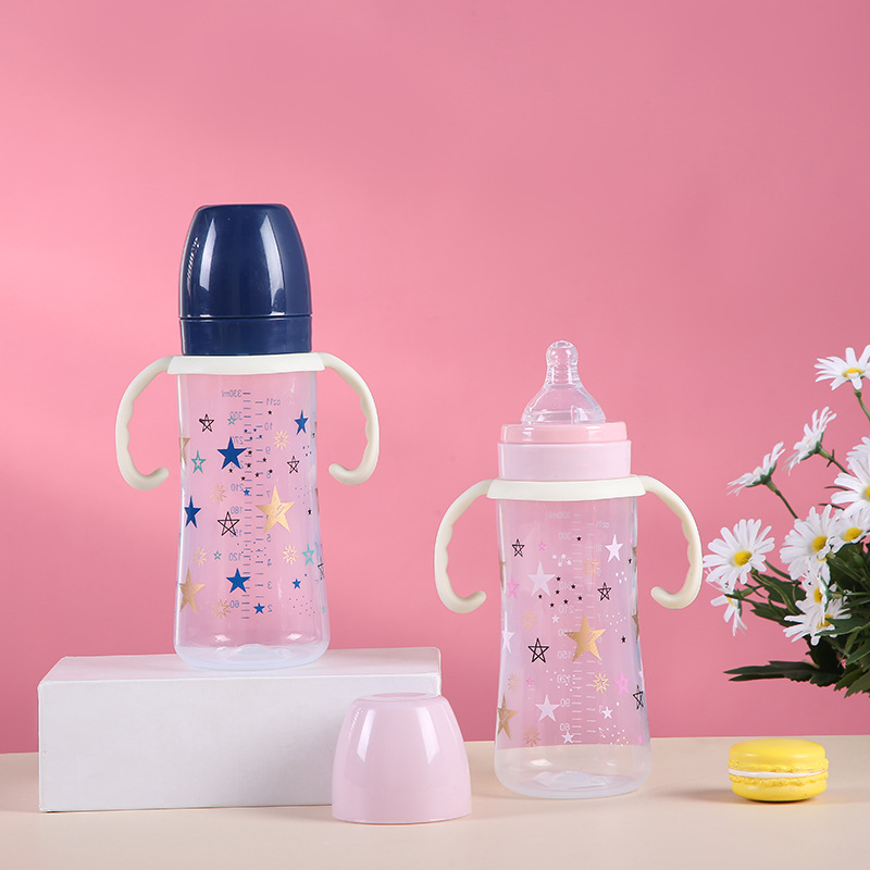 Wide-mouthed baby bottles with handles, resistant to biting and dropping, anti-bloating silicone baby products, wholesale of baby water bottles Specification image