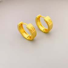 青岛工厂黄铜材质电镀18K真金圆形简约耳环金色高级质感耳饰批发