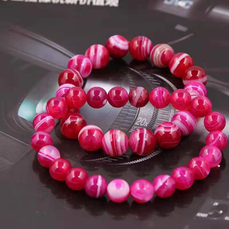 Natural gold thread red chalcedony agate bracelet, simple men's and women's single-circle round bead 6-12mm bracelet manufacturer batch Application Scenario